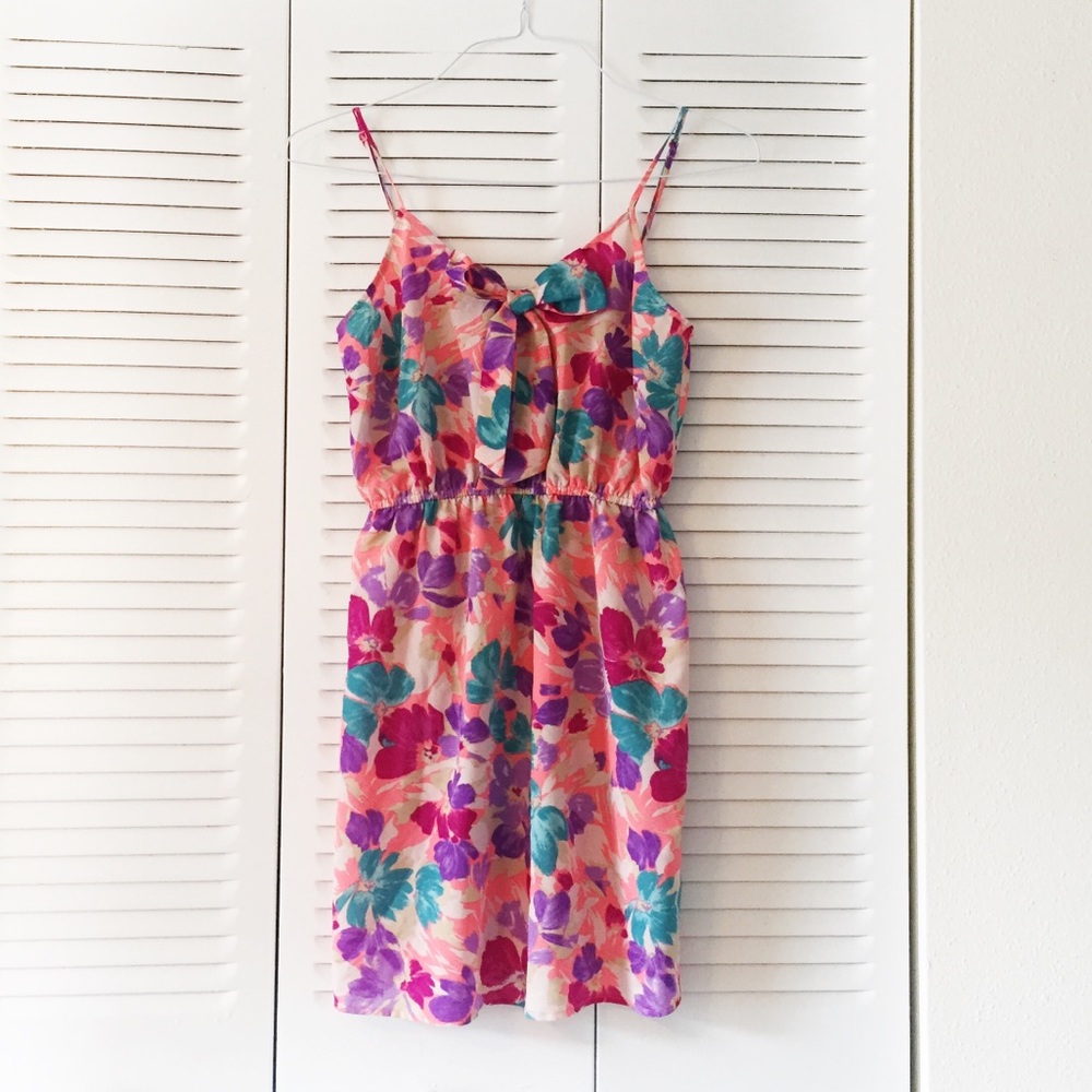 FOREVER 21 neon floral dress bow fluorescent